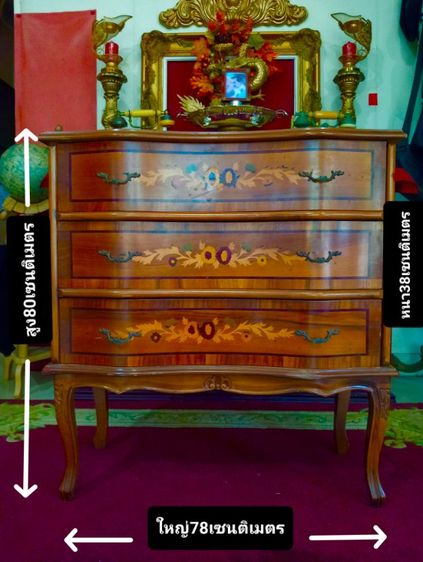 ฝรั่งเศส..ตู้ไม้ 3 ลิ้นชักงานอินเลสุดงามสภาพเยี่ยมจากฝรั่งเศส รูปที่ 2