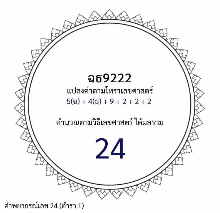 ฉธ9222 ทะเบียนมงคลเลขศาสตร์ ผลรวม 5 ดาว รวม 24 รูปที่ 2