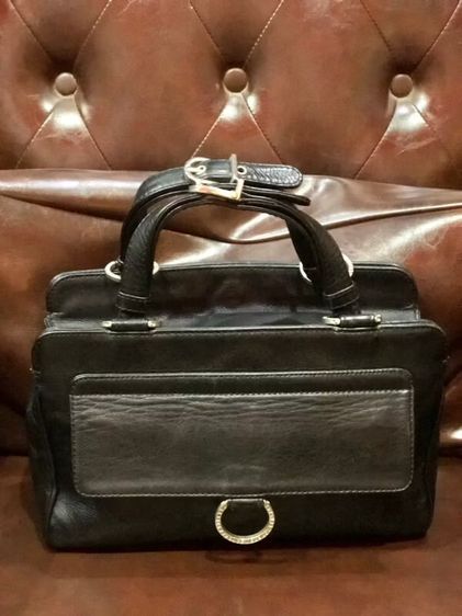 กระเป๋าถือ GIANNI VERSACE หนังสีดำ Lining All Over Pattern Silver Hardware ของแท้ ไม่แท้ยินดีคืนเงิน