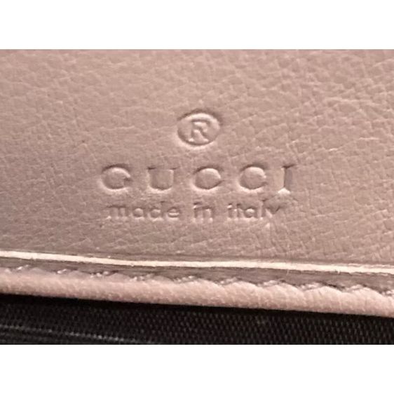 Auth used GUCCI purse กระเป๋าสตางค์หนังใบยาว micro Guccissima k02858 ลงยาสีเบจ ของแท้  รูปที่ 7