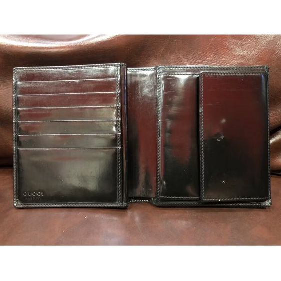 กระเป๋าสตางค์ใบสั้นGUCCI Wallet Leather สีดำ Auth 50289 รับประกันแท้  รูปที่ 3