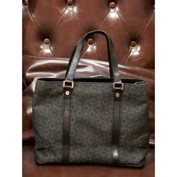 กระเป๋าถือ Celine สีดำ C Brazon CE00  12 Canvas Leather CELINE Tote Bag Macadam Compartment รับประกันของแท้ รูปที่ 2