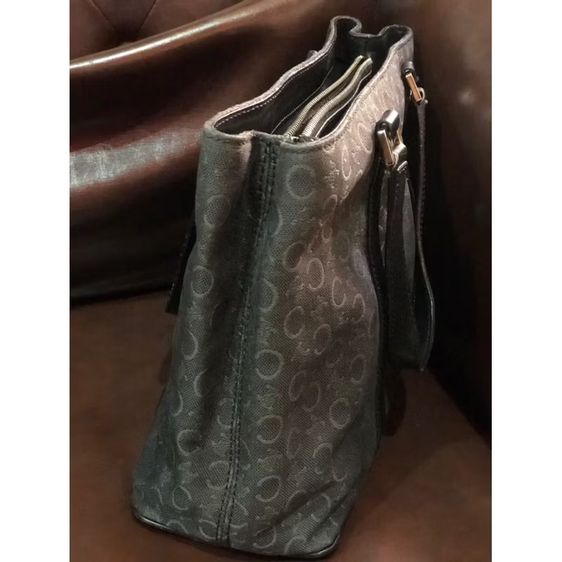 กระเป๋าถือ Celine สีดำ C Brazon CE00  12 Canvas Leather CELINE Tote Bag Macadam Compartment รับประกันของแท้ รูปที่ 3