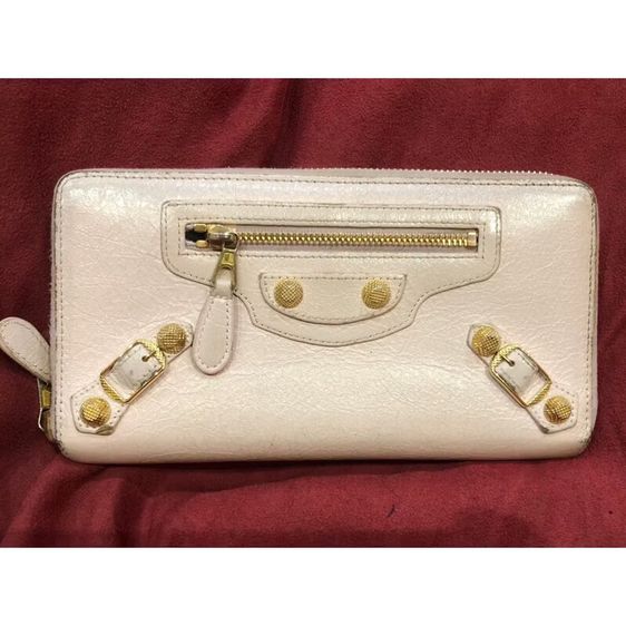 อื่นๆ บาเลนเซียก้า Rose Poudre Lambskin Leather Giant 12 กระเป๋าสตางค์ใบยสวสีโรสโกลด์ Continental มีซิปรอบ รับประกันของแท้