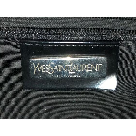 Yves Saint Laurent Rive Gauche กระเป๋าสะพายหนังสิทธิบัตรสีดำ งานวินเทจ ของแท้ รูปที่ 8