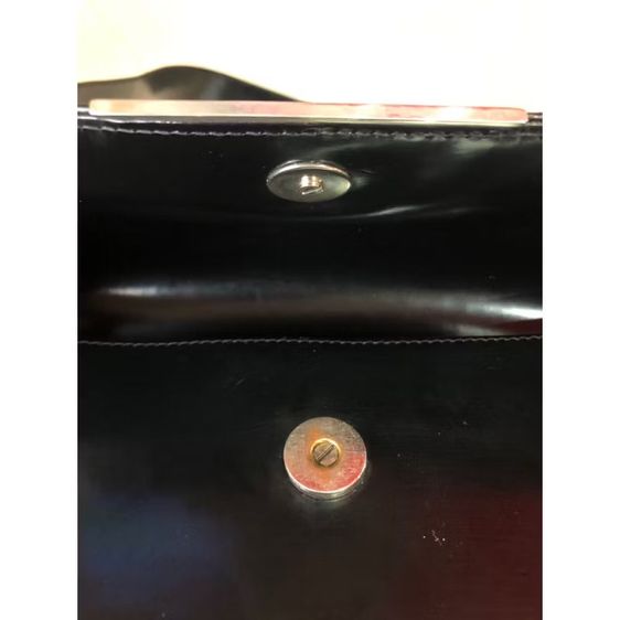 Yves Saint Laurent Rive Gauche กระเป๋าสะพายหนังสิทธิบัตรสีดำ งานวินเทจ ของแท้ รูปที่ 5