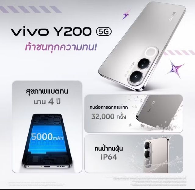 Vivo Y200 5g  512gb สีเงิน สินค้าใหม่ แถมเคส และติด Flim  รูปที่ 5