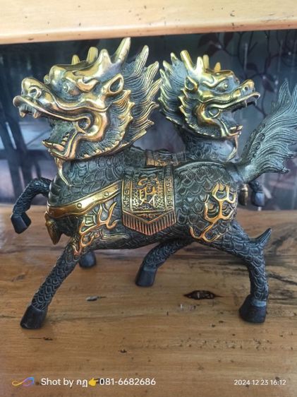 กิเลนคู่มงคลเนื้อทองเหลือง รูปที่ 3