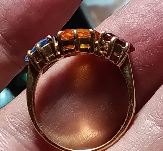 แหวนทอง พลอยสามสี ไพลิน ทับทิม บุษราคัม รูปที่ 5