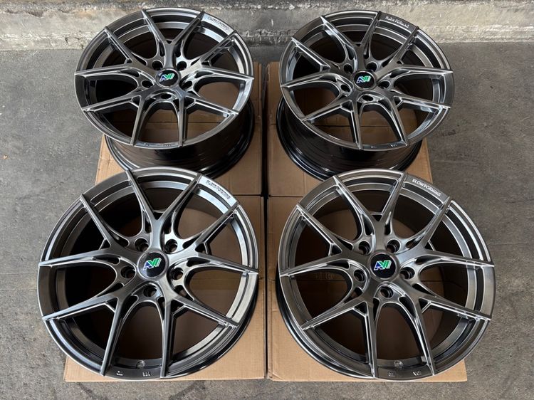 17" ล้อแม็กมือ1 ขอบ17 ก้านY 5รู114 กว้าง8 ออฟ38 สีไฮเปอร์แบล็ก ล้อเบา FLOW FORMING งานNV งานสวยมากๆ