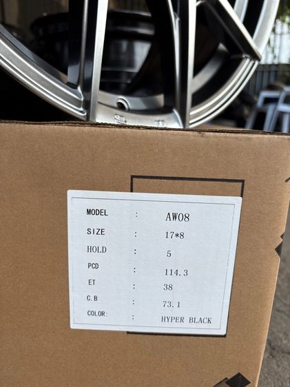 ล้อแม็กมือ1 ขอบ17 ก้านY 5รู114 กว้าง8 ออฟ38 สีไฮเปอร์แบล็ก ล้อเบา FLOW FORMING งานNV งานสวยมากๆ รูปที่ 7