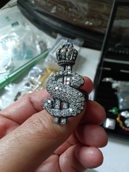 ขายถูกแหวนเงินแท้ ประดับCZ สวยงาม ดอลล่าร์สวมมงกุฏ นิยม