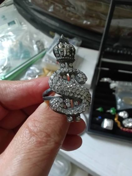 ขายถูกแหวนเงินแท้ ประดับCZ สวยงาม ดอลล่าร์สวมมงกุฏ นิยม รูปที่ 7