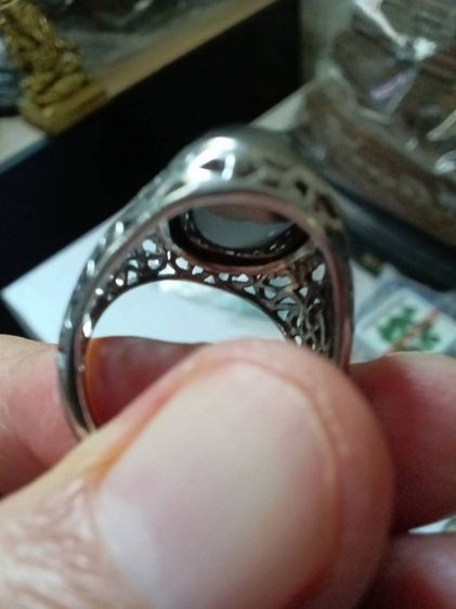 แหวนเงิน หัวนิล วงใหญ่ ลายฉลุ ทำวงเดียว ใส่เต็มนิ้ว รูปที่ 10