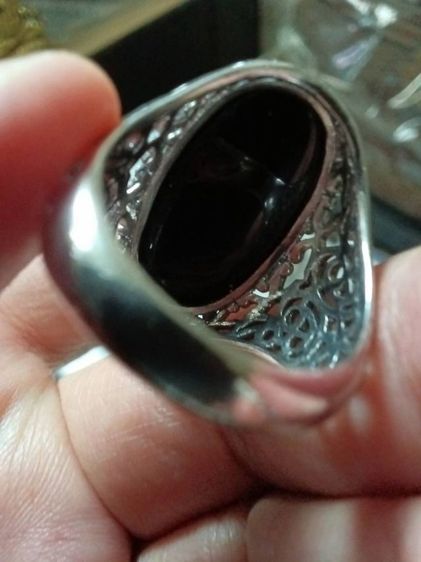 แหวนเงิน หัวนิล วงใหญ่ ลายฉลุ ทำวงเดียว ใส่เต็มนิ้ว รูปที่ 11