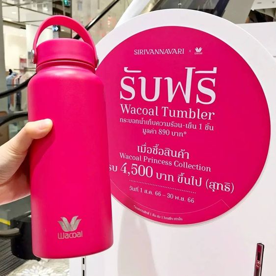 กระบอกน้ำ Wacoal Tumbler สีชมพู ของแท้จาก Wacoal รูปที่ 5