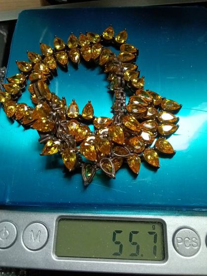 สร้อยเงินฝังCZสีเหลือง สวยงามมาก รูปที่ 18