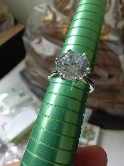 แหวนเงิน หัวCZ ขนาด10มิล แวววาวสวยงามมาก รูปที่ 3