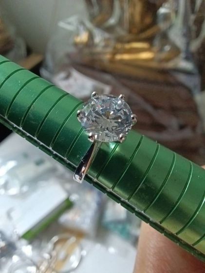 แหวนเงิน หัวCZ ขนาด10มิล แวววาวสวยงามมาก รูปที่ 2