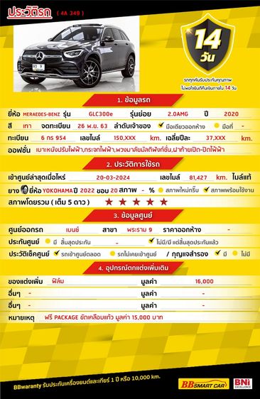 Mercedes-Benz GLC-Class 2020 GLC300e Utility-car ไฮบริด ไม่ติดแก๊ส เกียร์อัตโนมัติ เทา รูปที่ 2