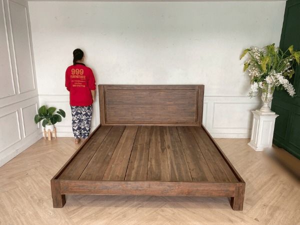 เตียงไม้สัก 6 ฟุต สไตล์วินเทจ รูปที่ 6