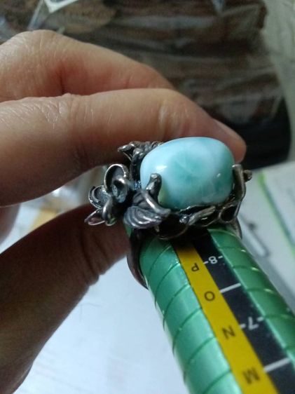 แหวนเงินประดับหินลาริม่า หรือเรียกหินพบรัก หินปลาโลมา อูมสวยงามมาก รูปที่ 10