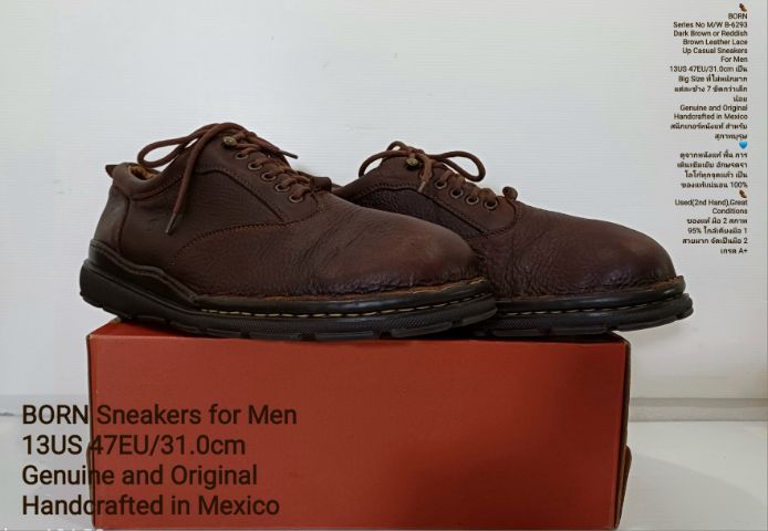 BORN, Sneakers for Men, Big Size 13US 47EU(31.0cm) Original, Handcrafted in Mexico ของแท้ มือ 2 สภาพเยี่ยม, รองเท้า Born หนังแท้ สวยมาก รูปที่ 7