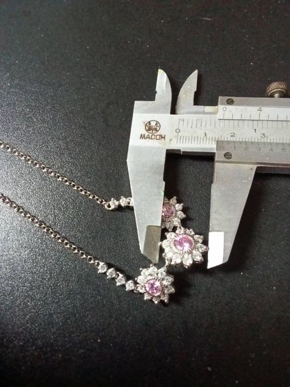สร้อยคอเงิน ประดับคิวบิคเซอโคเนีย สีขาวและชมพู สวยงาม  รูปที่ 13