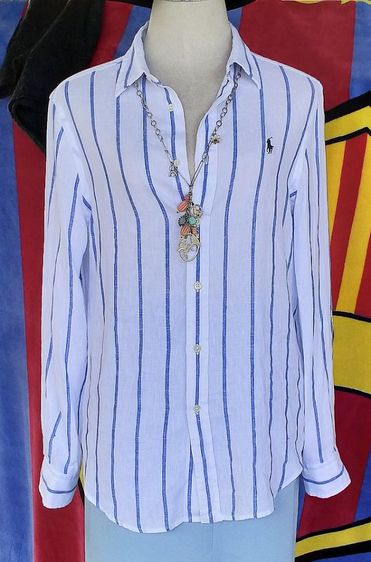 เสื้อเชิ้ตแขนยาวสตรี POLO Ralph Lauren relaxed fit มือสองของแท้ รูปที่ 15