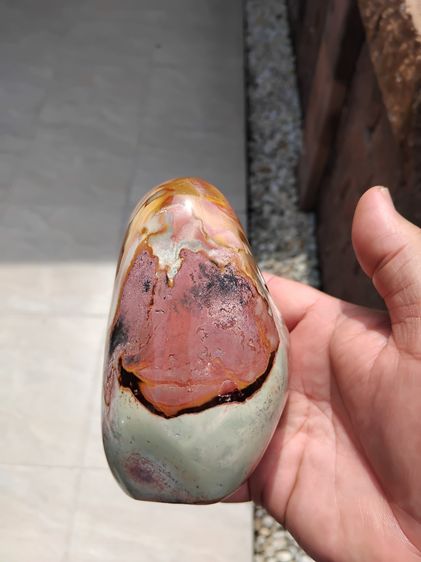 หินอาเกต ขัดมัน ขนาดใหญ่ กว้าง 2 ยาว 4 หนา 2 นิ้ว สีเทา แดง ดำ น้ำตาล ส้ม เหลือง และขาว สีสดมาก น้ำหนักมาก มากกว่า 1 กก. อายุเป็น 1,000 ปี แ รูปที่ 4