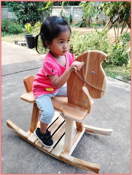 ม้าโยกเด็กไม้สัก แถมเคลือบแลคใสฟรี 1400.- ส่งฟรี รูปที่ 2