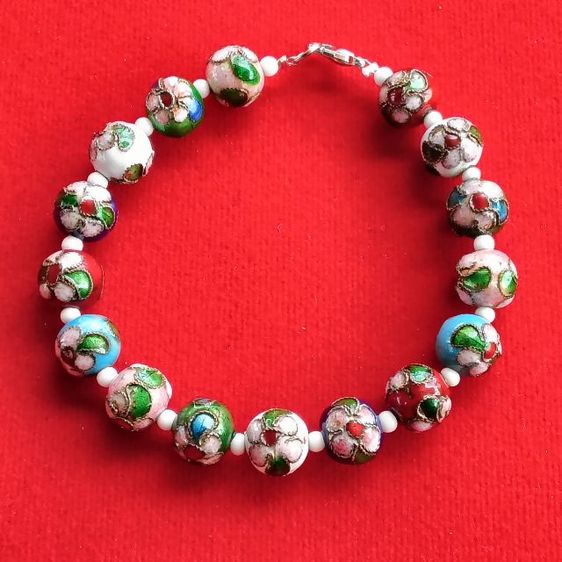 🔖ข้อมือกังไสโบราณ คั่นเม็ดลูกปัดกระเบื้องสีขาว งานจริงสวยมาก รูปที่ 6