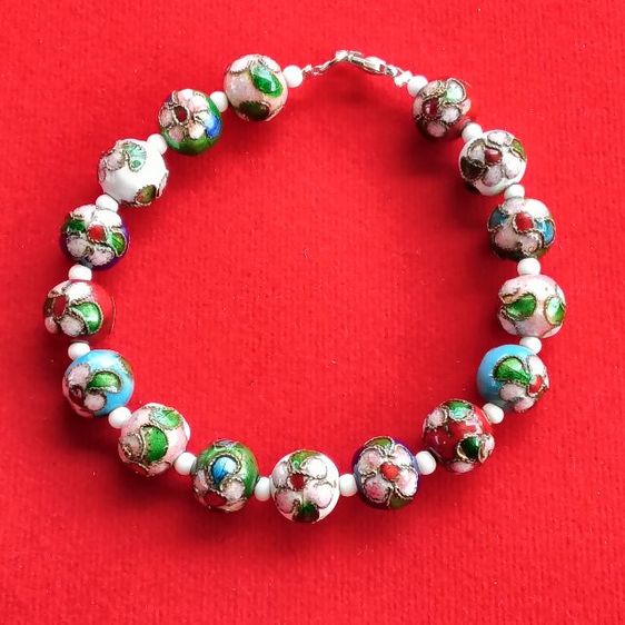 🔖ข้อมือกังไสโบราณ คั่นเม็ดลูกปัดกระเบื้องสีขาว งานจริงสวยมาก รูปที่ 3