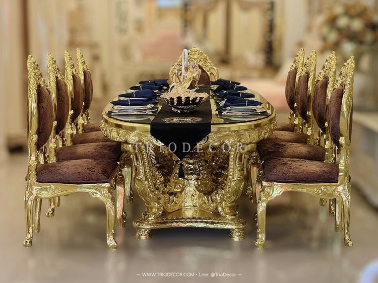 ALCAZAR Luxury Baroque Dining Set ชุดโต๊ะอาหารสไตล์บาร็อค หลุยส์ สีทอง 10ที่นั่ง รุ่น อัลคาซาร์ รูปที่ 15