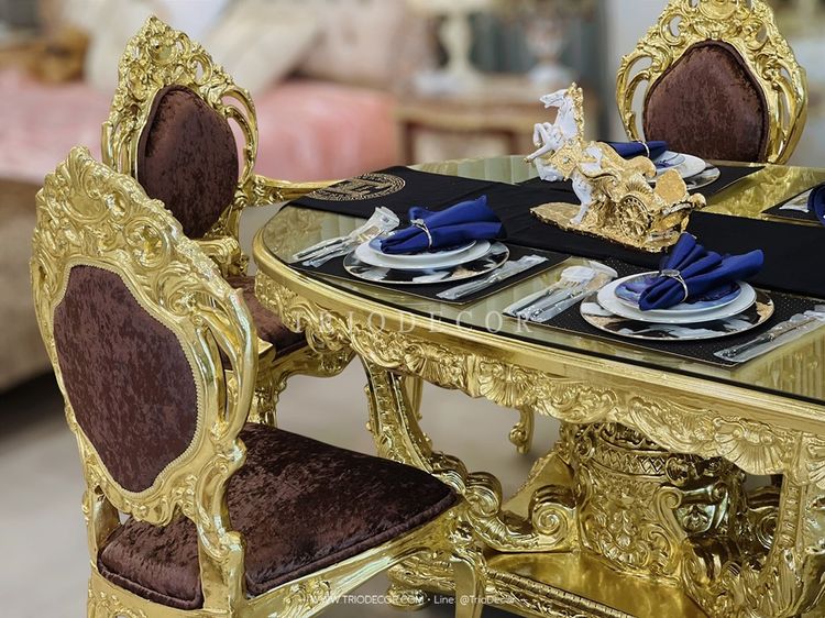 ALCAZAR Luxury Baroque Dining Set ชุดโต๊ะอาหารสไตล์บาร็อค หลุยส์ สีทอง 10ที่นั่ง รุ่น อัลคาซาร์ รูปที่ 4