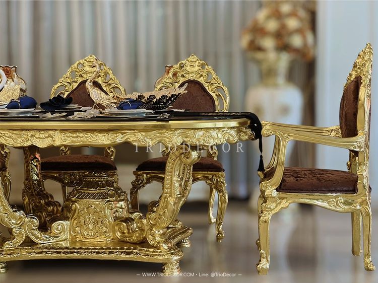 ALCAZAR Luxury Baroque Dining Set ชุดโต๊ะอาหารสไตล์บาร็อค หลุยส์ สีทอง 10ที่นั่ง รุ่น อัลคาซาร์ รูปที่ 2
