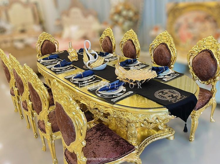 ALCAZAR Luxury Baroque Dining Set ชุดโต๊ะอาหารสไตล์บาร็อค หลุยส์ สีทอง 10ที่นั่ง รุ่น อัลคาซาร์ รูปที่ 17
