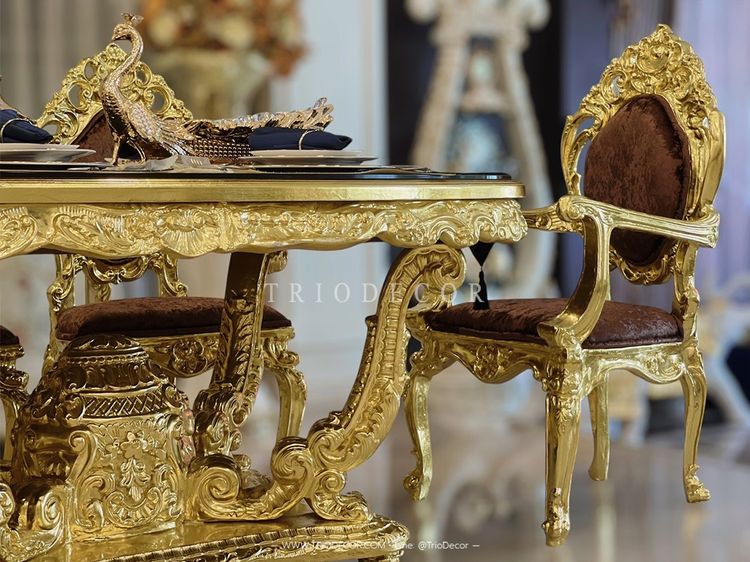 ALCAZAR Luxury Baroque Dining Set ชุดโต๊ะอาหารสไตล์บาร็อค หลุยส์ สีทอง 10ที่นั่ง รุ่น อัลคาซาร์ รูปที่ 7