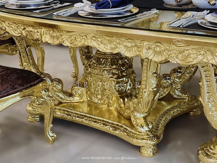 ALCAZAR Luxury Baroque Dining Set ชุดโต๊ะอาหารสไตล์บาร็อค หลุยส์ สีทอง 10ที่นั่ง รุ่น อัลคาซาร์ รูปที่ 9