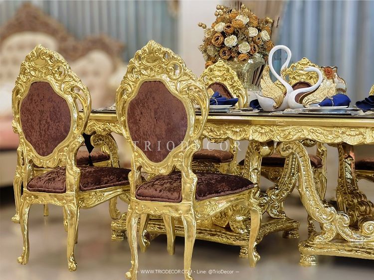 ALCAZAR Luxury Baroque Dining Set ชุดโต๊ะอาหารสไตล์บาร็อค หลุยส์ สีทอง 10ที่นั่ง รุ่น อัลคาซาร์ รูปที่ 3