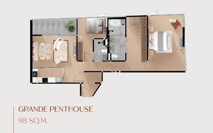 98 ตร.ม. 2 ห้องนอน 2 ห้องน้ำ คอนโดสำหรับ ขายใน สามเสนใน