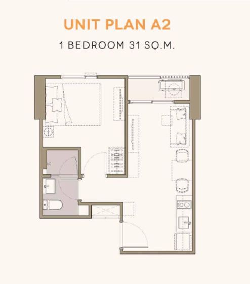 31 ตร.ม. 1 ห้องนอน 1 ห้องน้ำ คอนโดสำหรับ ขายใน รองเมือง