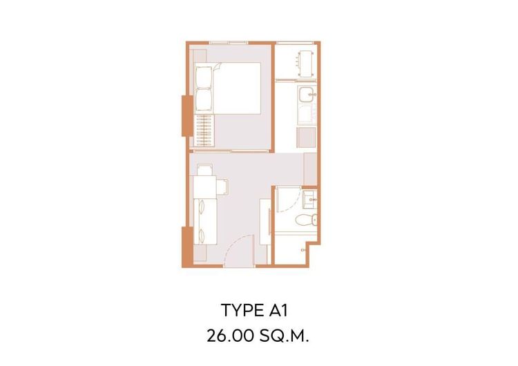 26 ตร.ม. 1 ห้องนอน 1 ห้องน้ำ คอนโดสำหรับ ขายใน บางจาก
