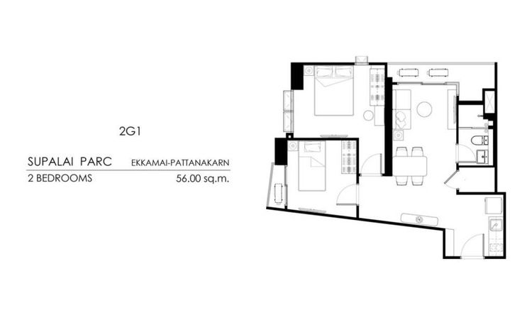 56 ตร.ม. 2 ห้องนอน 1 ห้องน้ำ คอนโดสำหรับ ขายใน สวนหลวง
