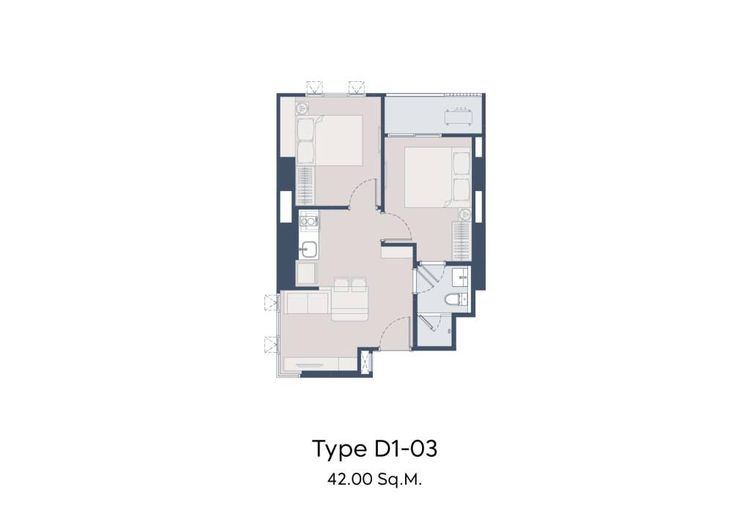 AP (Thailand) 42 ตร.ม. 2 ห้องนอน 1 ห้องน้ำ คอนโดสำหรับ ขายใน บางลำพูล่าง