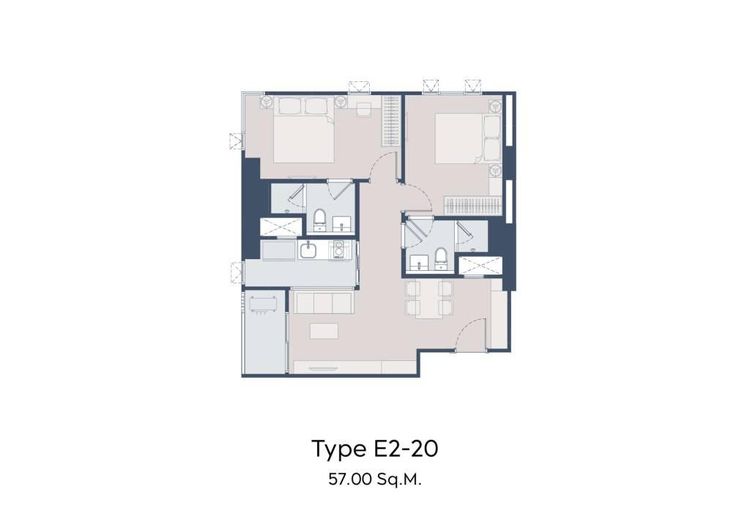 AP (Thailand) 57 ตร.ม. 2 ห้องนอน 2 ห้องน้ำ คอนโดสำหรับ ขายใน บางลำพูล่าง