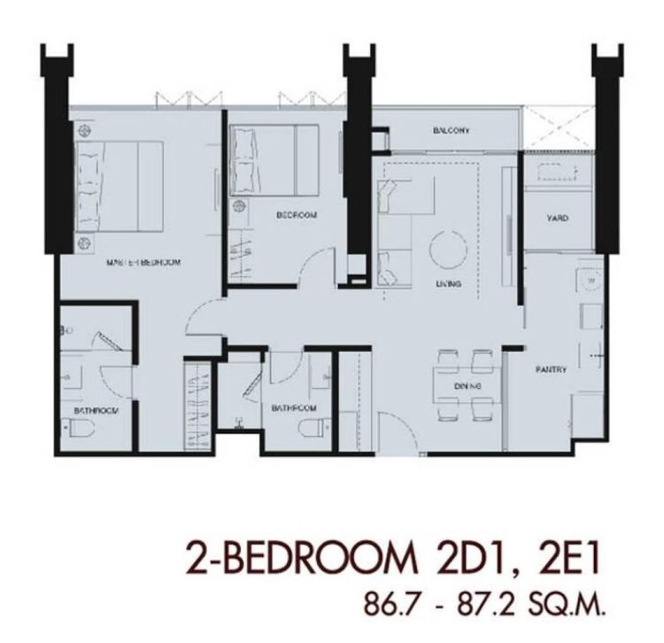 87 ตร.ม. 2 ห้องนอน 2 ห้องน้ำ คอนโดสำหรับ ขายใน ดุสิต