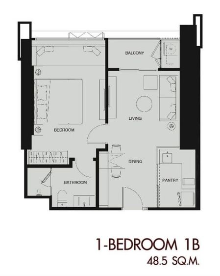 47 ตร.ม. 1 ห้องนอน 1 ห้องน้ำ คอนโดสำหรับ ขายใน ดุสิต