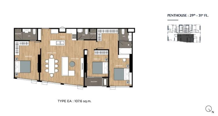 อื่นๆ 108 ตร.ม. 3 ห้องนอน 3 ห้องน้ำ คอนโดสำหรับ ขายใน ทุ่งมหาเมฆ