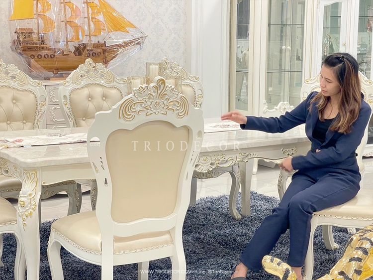 RETIZIA-III CLASSIC DINING SET ชุดโต๊ะอาหาร ท็อปหิน สไตล์หลุยส์ 6ที่นั่ง 160ซม รุ่น เรติเซีย-3 รูปที่ 9